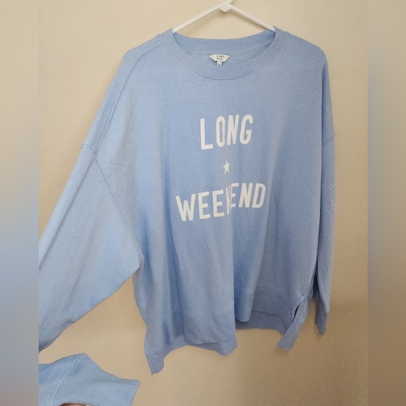 Crown & Ivy Women's Blue Long Weekend Cozy Sweatshirt Sz XL - Picture 7 of 9